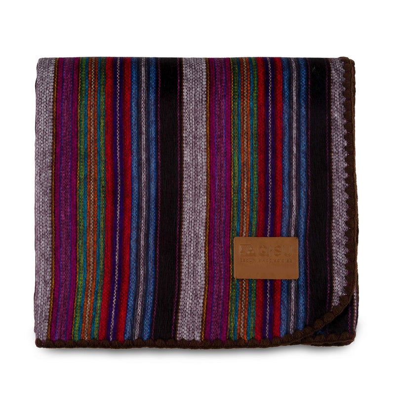 QISU Alpaca Wool Blanket Throw | Large, Beautiful, Warm, Variegated | 85 x 65 inches | Ultra-Soft, Hypoallergenic and Breathable | Non-Itchy or Scratchy (Purple Earth Variegated) - Image 1